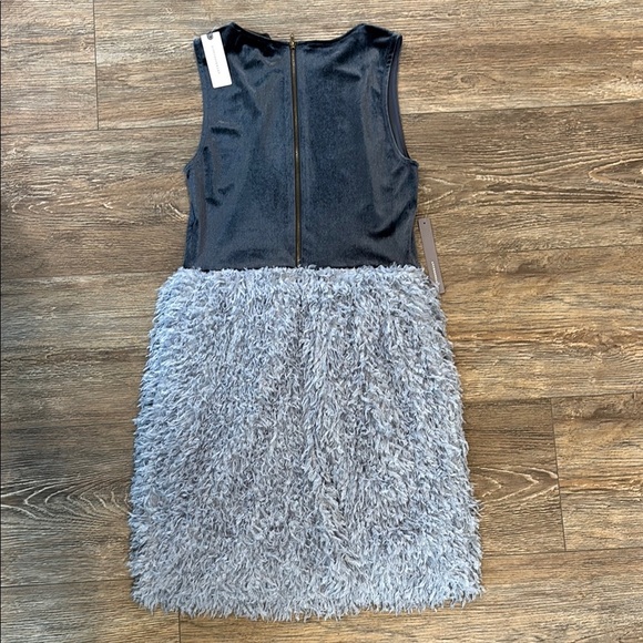 Anthropologie Blue Velvet Feathered Mini Dress Size Small Sunday in Brooklyn NWT - Picture 14 of 15